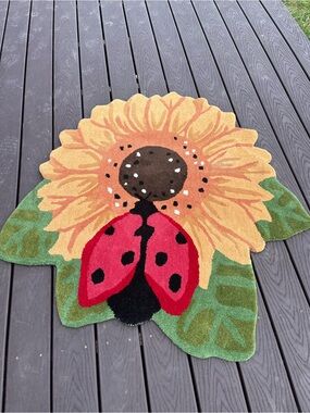 Sunflower & Ladybug Oushak Rug from Turkey